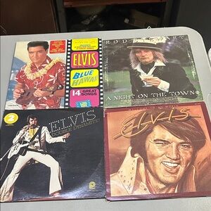 Elvis and Rod Stewart Vinyl Record Collection